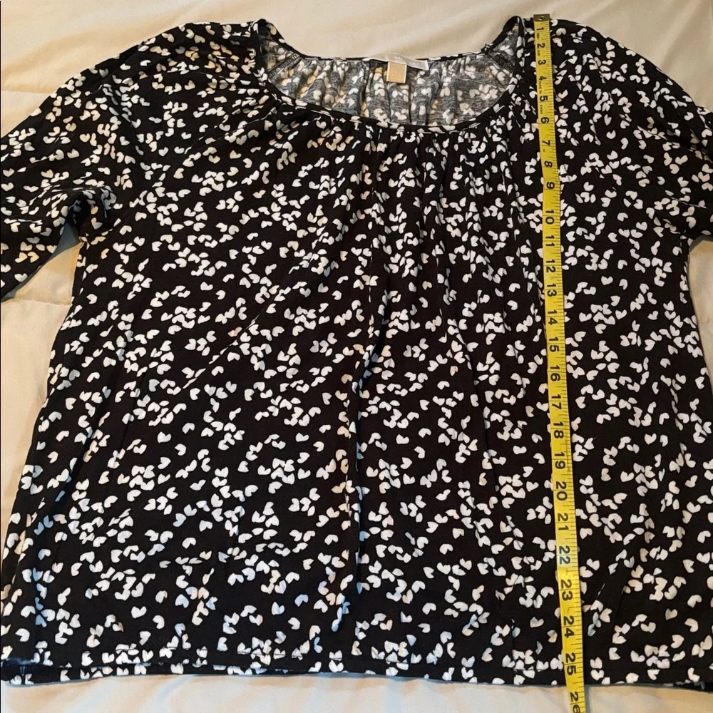 Michael Kors Black and White Heart Blouse Sz L - Picture 4 of 6